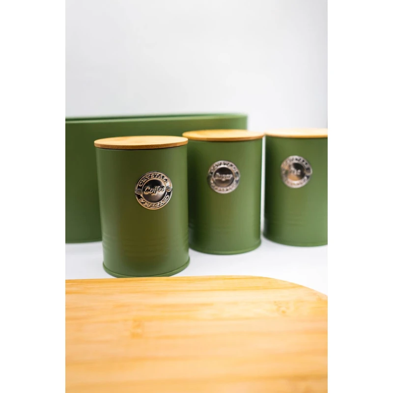 Набор Sarina WL-3517 (5468), хлебница с контейнерами для хранения 3 шт, нержавеющая сталь, зеленая Набор Sarina WL-3517 (5468), хлебница с контейнерами для хранения 3 шт, нержавеющая сталь, зеленая