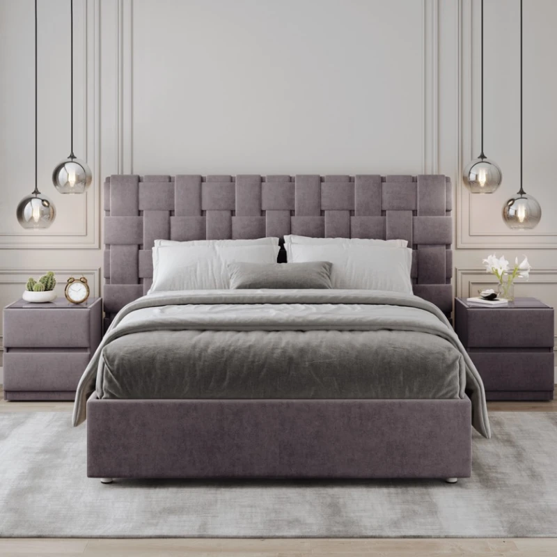 İki nəfərlik çarpayı Art_ikili_yataq 61, laminat/parça, qəhvəyi, 120x180х200 sm