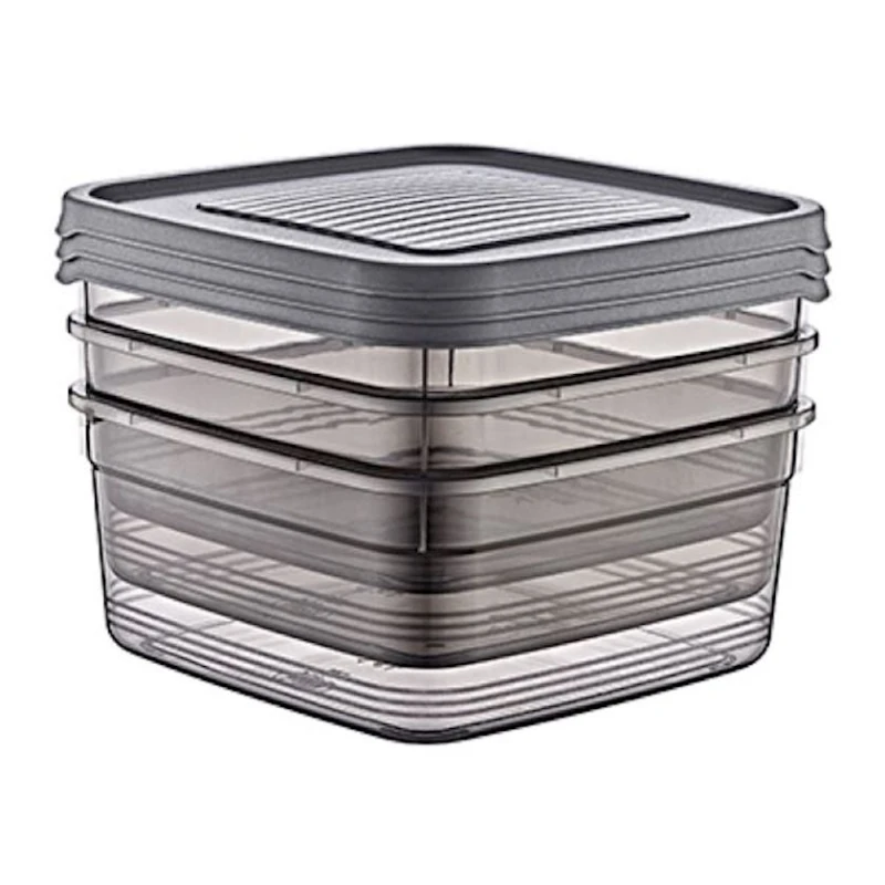 Saxlama konteyneri dəsti Hobby Life Festiva Square 21375, plastik, qara/şəffaf, 1.6 l, 17.3x17.3x7.8 sm, 3 əd