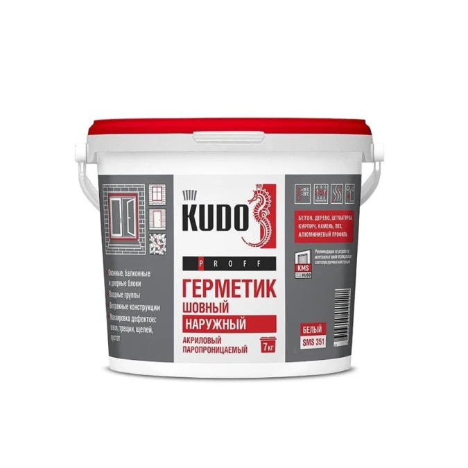 Акриловый герметик Kudo SMS-351 7кг, белый