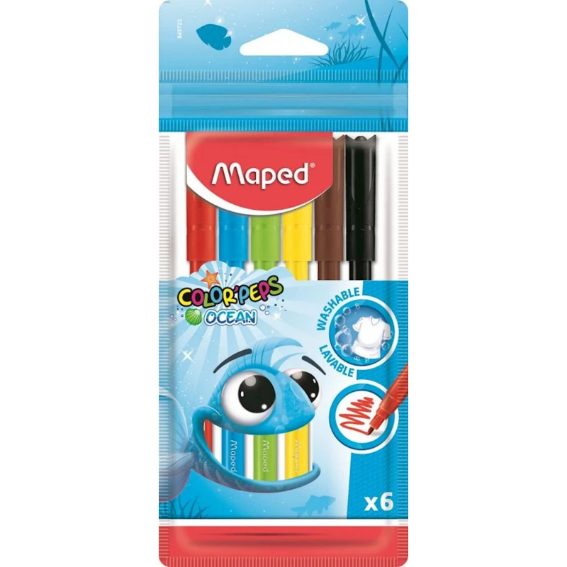 Набор фломастеров Maped Color'Peps Ocean, смываемые, 6 шт