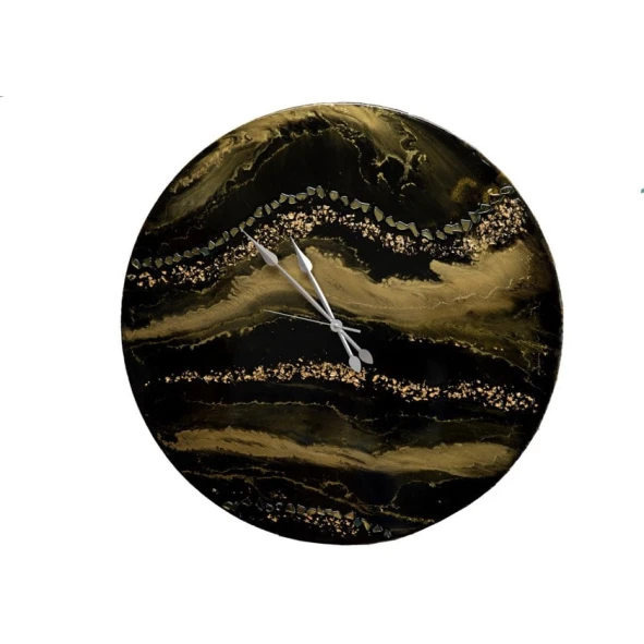 Настенные часы Art by Ulviya Kakhramanova Черное золото, смола/краска, 70 см