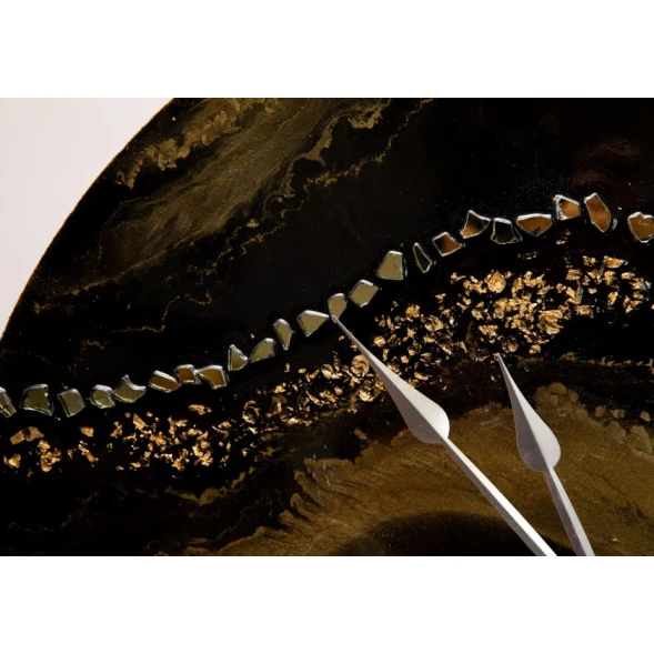 Настенные часы Art by Ulviya Kakhramanova Черное золото, смола/краска, 70 см