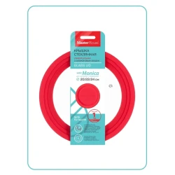 Универсальная крышка Master House Monica, стекло/силикон, красная, 20/22/24 см Универсальная крышка Master House Monica, стекло/силикон, красная, 20/22/24 см