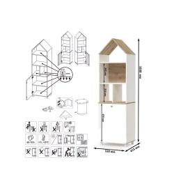 Stellaj 3563_L-M 2StellajEypSingWh-son, 53x41,5x183,8 sm, LDSP, ağ Stellaj 3563_L-M 2StellajEypSingWh-son, 53x41,5x183,8 sm, LDSP, ağ