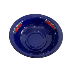 Тазик СтальЭмаль 12 л, кобальт, декор Клубника