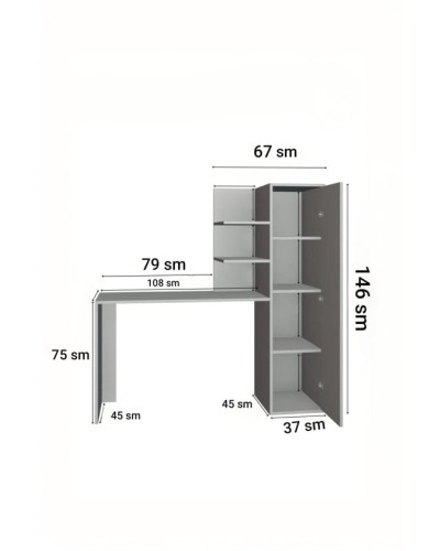Kompüter masası Ev Plus 12116094, LDSP, 146x45x146 sm