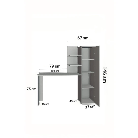Компьютерный стол Ev Plus 12116094, ЛДСП, 146x45x146 см