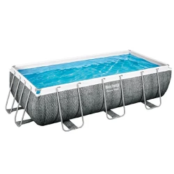 Бассейн Bestway Power Steel, каркасный, прямоугольный, длина 404 см, ширина 201 см, высота 100 см, серый
