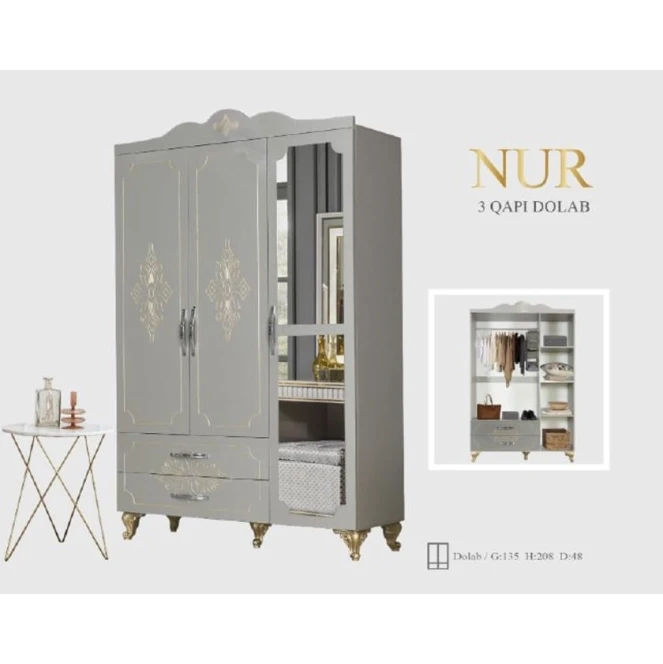 Шкаф Nur, серый, ламинат, 135x208x48 см, отечественное производство Шкаф Nur, серый, ламинат, 135x208x48 см, отечественное производство