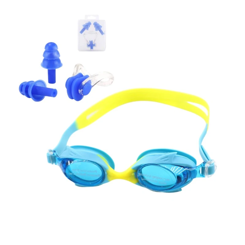 Üzgüçülük üçün eynək Speedo rəngbərəng, uşaqlar üçün, silikon kəmərli, UV şüşəli + qulaqlar və burun üçün tıxaclar - Kahnsport 0015