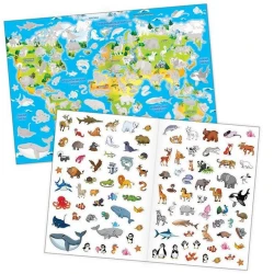 Книжка-раскладушка с многоразовыми наклейками Животные со всего света, формат А4