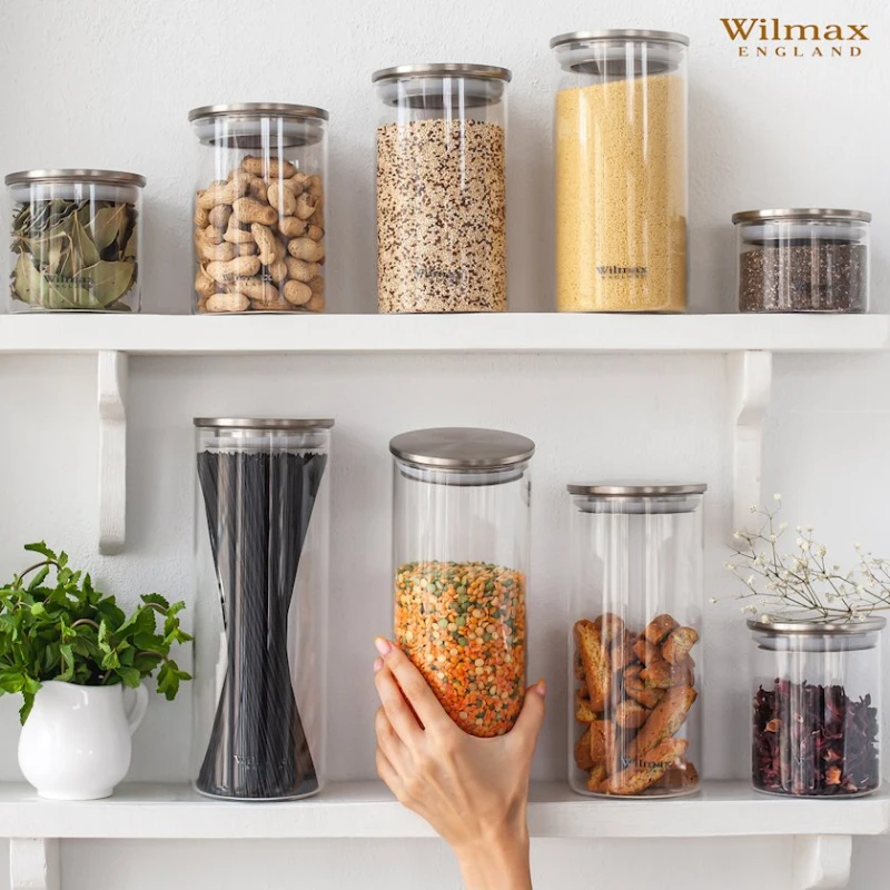 Банка Wilmax WL-888518/A, 1600 мл, стекло, прозрачная