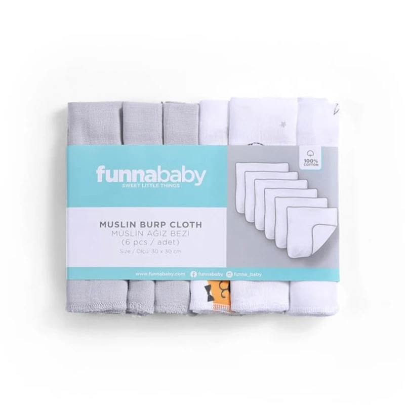 Набор салфеток Funna baby Circus Grey, 30x30 см, 6 шт