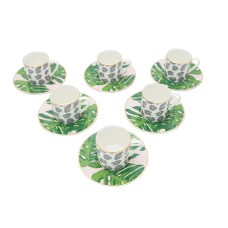 Qəhvə dəsti Porland Africa Desen 04ALM005865, 12 parça, 6 nəfərlik, farfor, 90 ml
