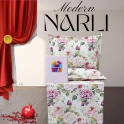 Комплект постельного белья Nar-Lı-001060, простыня 240x260 см, пододеяльник 200x220 см, наволочки 2 шт x 50x70 см, двуспальный, хлопок, разноцветный
