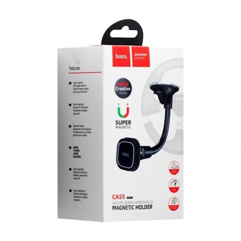 Автомобильный держатель для телефона Hoco CA55 Astute series, Черный Автомобильный держатель для телефона Hoco CA55 Astute series, Черный