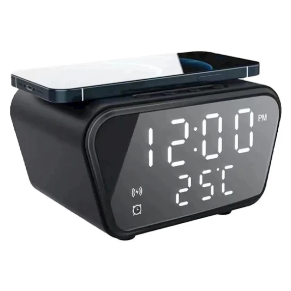 Simsiz enerji toplama cihazı with LED Clock Display Black