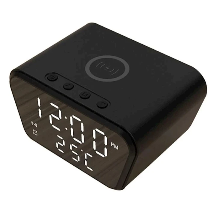 Simsiz enerji toplama cihazı with LED Clock Display Black