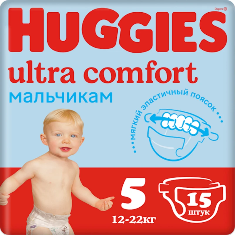 Подгузники Huggies Ultra Comfort для мальчиков 5, 12-22 кг, 15 шт.
