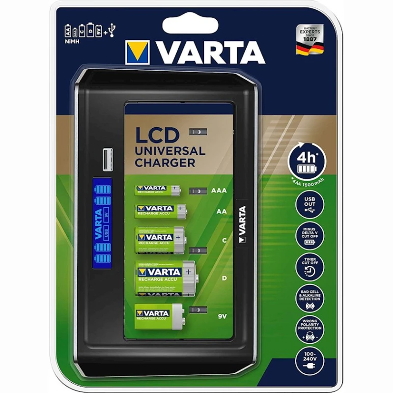Зарядное устройство для батареек Varta LCD Universal Charger с индикатором