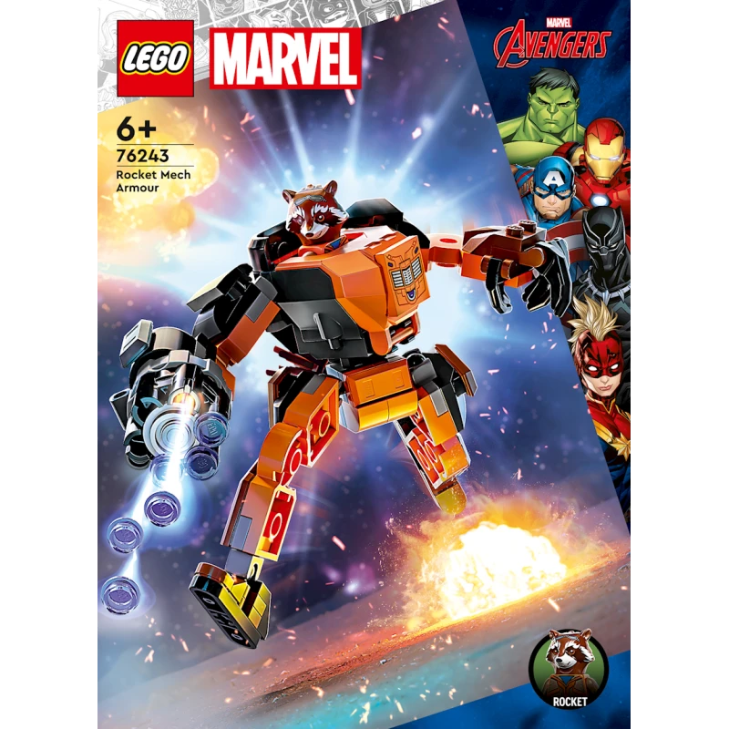Конструктор LEGO Super Heroes Marvel Rocket Mech Armor 76243, 6+ лет, 98 элементов