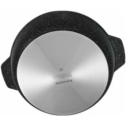 Жаровня Нева Металл Каменная 186525, 24 см, с крышкой, алюминий, черная