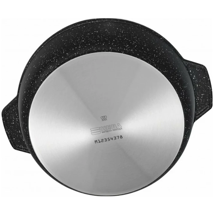 Жаровня Нева Металл Каменная 186525, 24 см, с крышкой, алюминий, черная