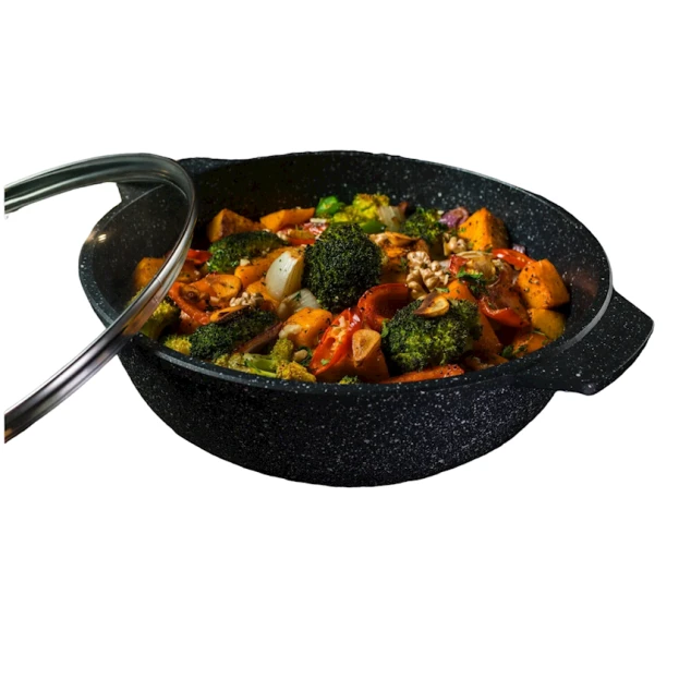 Жаровня Нева Металл Каменная 186525, 24 см, с крышкой, алюминий, черная