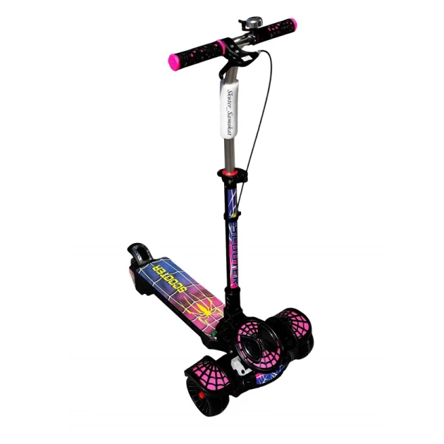 Самокат Spiderman с подсветкой, складной Самокат Spiderman с подсветкой, складной