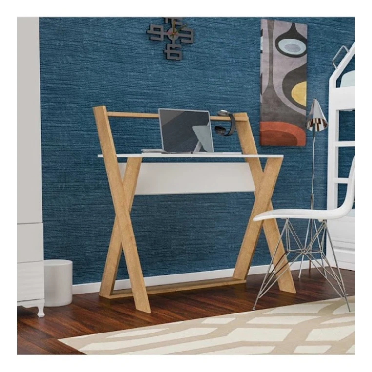 Компьютерный стол Art_Komp_Masası 17, белый/коричневый, 75x140x60 см