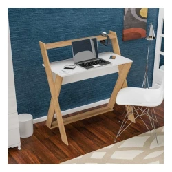 Компьютерный стол Art_Komp_Masası 17, белый/коричневый, 75x140x60 см