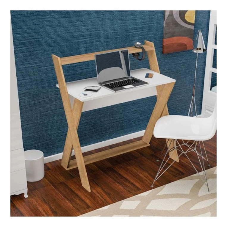Компьютерный стол Art_Komp_Masası 17, белый/коричневый, 75x140x60 см