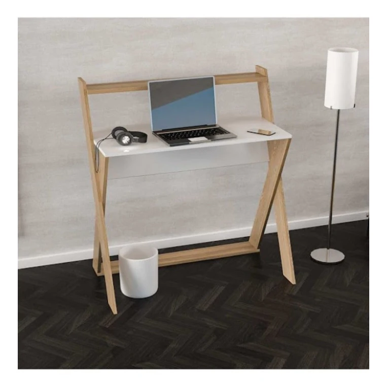 Компьютерный стол Art_Komp_Masası 17, белый/коричневый, 75x140x60 см