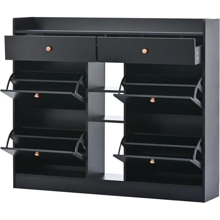 Тумба для обуви Art Mebel 46, ламинат, черный, 130х150х30 см