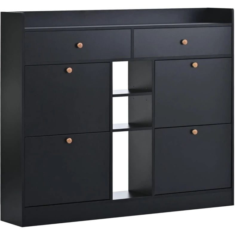 Тумба для обуви Art Mebel 46, ламинат, черный, 130х150х30 см