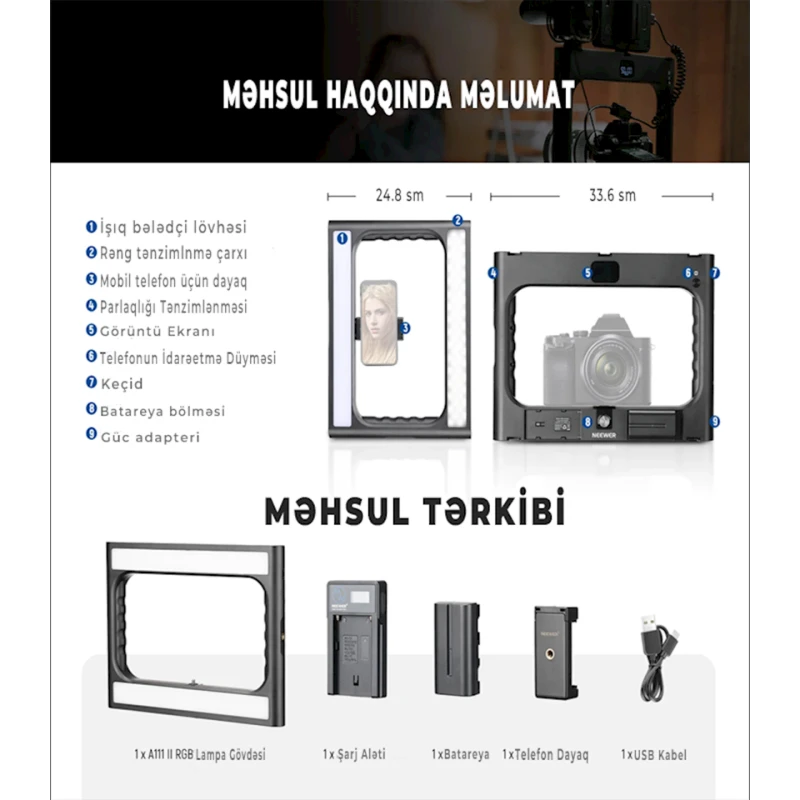 Осветитель светодиодный Neewer RGB-A111 II Осветитель светодиодный Neewer RGB-A111 II