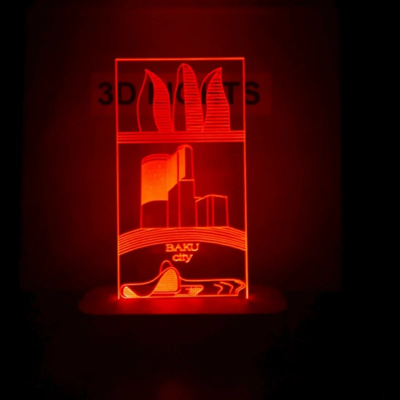 3D-ночник Вид на город tsq02, 20x14 см, красный 3D-ночник Вид на город tsq02, 20x14 см, красный