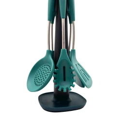 Набор кухонных принадлежностей Sarina 5356, 6 шт, силикон, с петлей для подвешивания, на подставке, зеленый