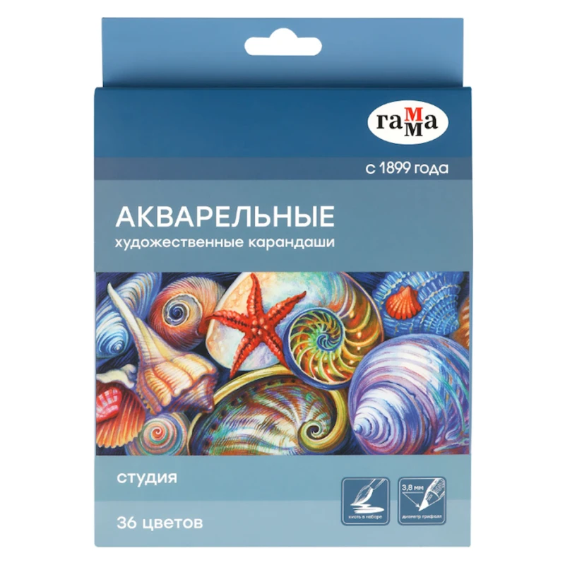 Набор цветных акварельных карандашей Гамма Студия 110822_36, 36 цветов Набор цветных акварельных карандашей Гамма Студия 110822_36, 36 цветов