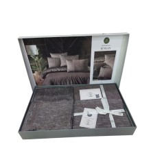 Yataq dəsti DO&GO DO11, yorğan üzü 200х220 sm, mələfə 220х240 sm, yastıq üzləri 70x70 sm, 50х70 sm, ikinəfərlik, satin, qəhvəyi