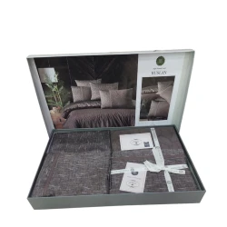 Комплект постельного белья DO&GO DО11, пододеяльник 200х220 см, простыня 220х240 см, наволочки 70x70 см, 50х70 см, двуспальный, сатин, коричневый