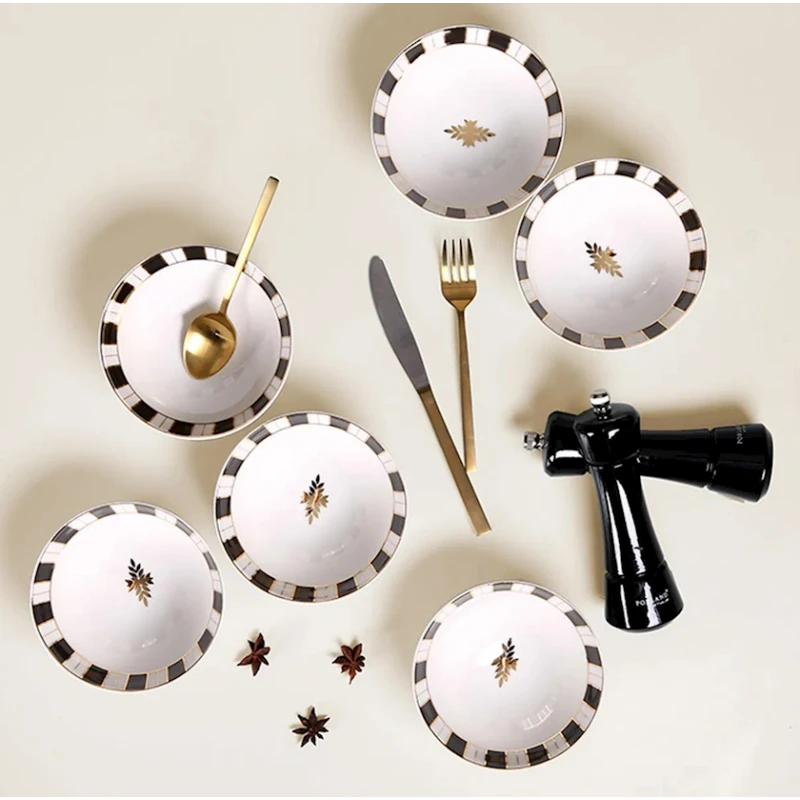 Kasa Porland Palms 04ALM005905, 13 sm, farfor, ağ/qara