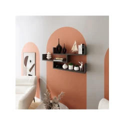 Полка настенная Art Mebel 58, ламинат, 44х95х15 см, серая Полка настенная Art Mebel 58, ламинат, 44х95х15 см, серая