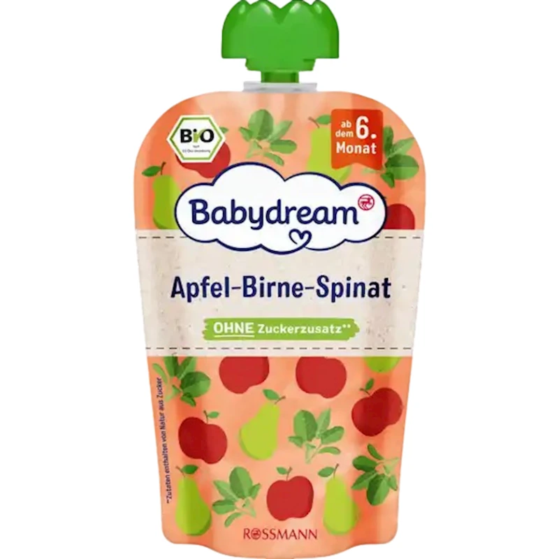 Püre Babydream alma, armud və ispanaq, 100 q, 6 aydan Püre Babydream alma, armud və ispanaq, 100 q, 6 aydan