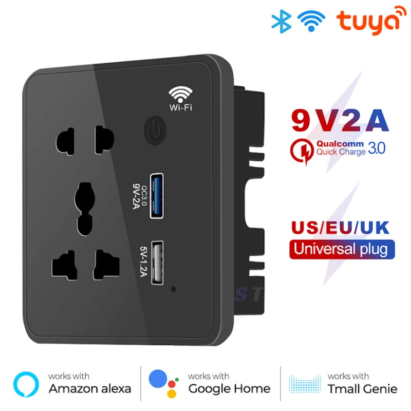 Умная розетка Tuya Smart Life WiFi Dual USB-A Black Умная розетка Tuya Smart Life WiFi Dual USB-A Black