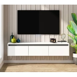 Тумба под ТВ Ev Plus ev_12116232, ЛДСП, белый, 180x30x32 см Тумба под ТВ Ev Plus ev_12116232, ЛДСП, белый, 180x30x32 см