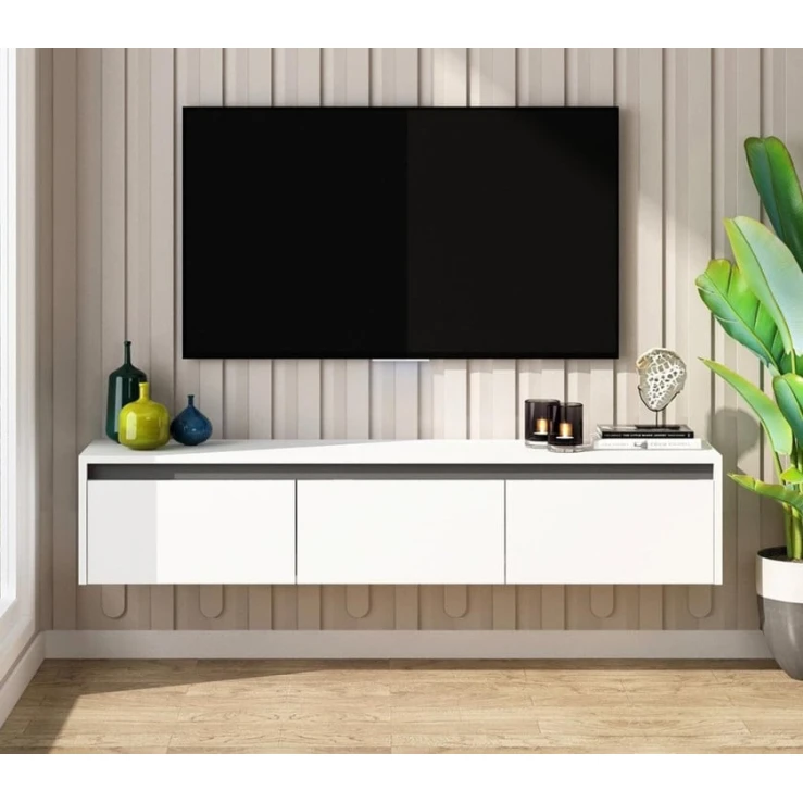 Тумба под ТВ Ev Plus ev_12116232, ЛДСП, белый, 180x30x32 см Тумба под ТВ Ev Plus ev_12116232, ЛДСП, белый, 180x30x32 см