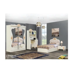 Набор детской мебели Leksus, кремовый, из ламината, кровать 105x110x205, шкаф 170x224x55, компьютерный стол 100x178x47, тумба 60x38x40 Набор детской мебели Leksus, кремовый, из ламината, кровать 105x110x205, шкаф 170x224x55, компьютерный стол 100x178x47, тумба 60x38x40