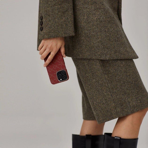 Чехол для iPhone 16 Pro Max темно-красный Pitaka Tactile Woven Monogram Чехол для iPhone 16 Pro Max темно-красный Pitaka Tactile Woven Monogram